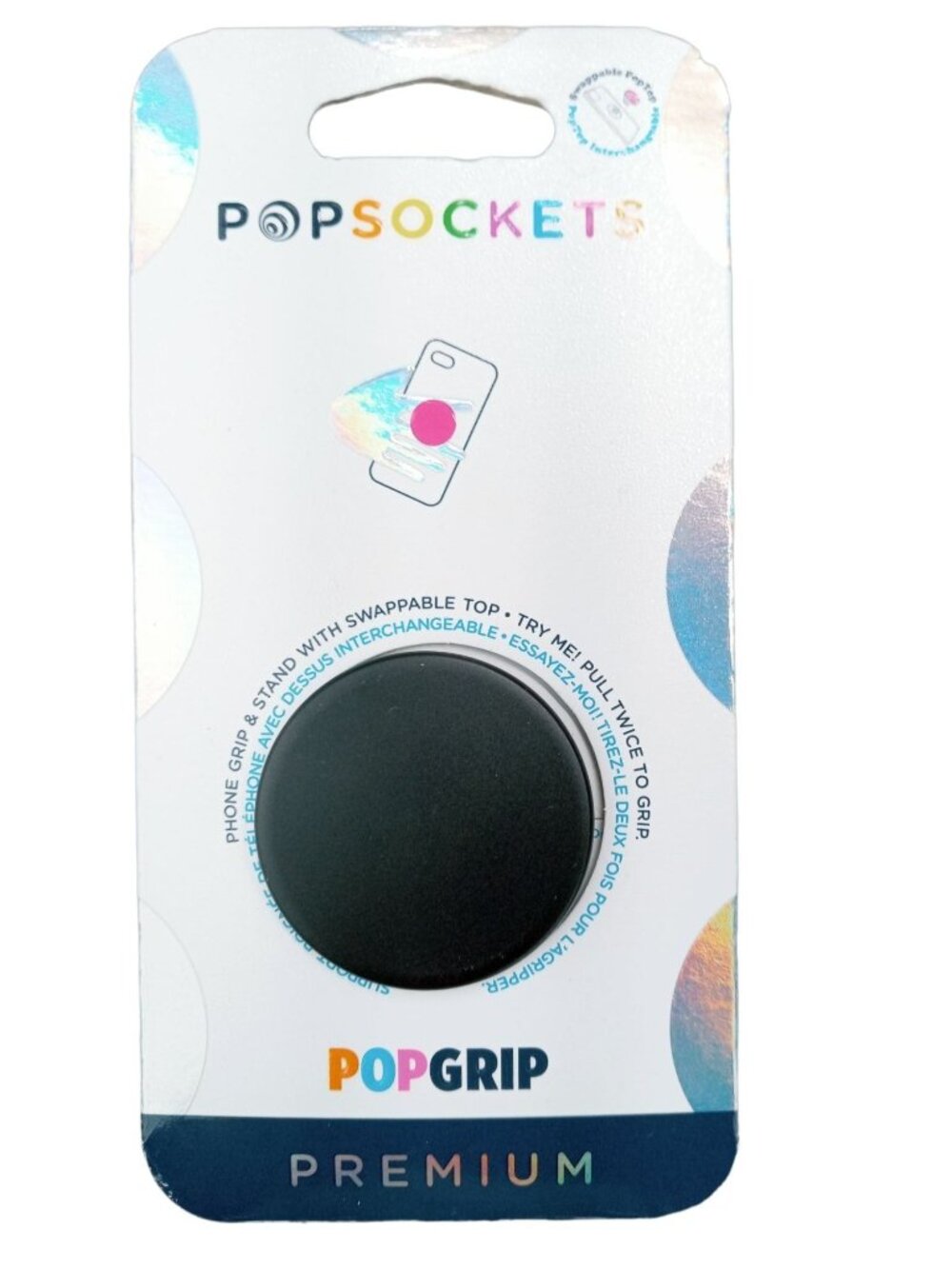 Popsockets Premium Aluminum Black Phone Grip Metal Holder PopGrip Swap 800857